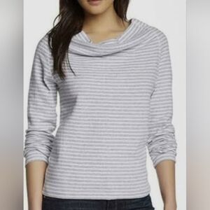 STANDARD JAMES PERSE Striped Boatneck Top Pullover Gray White Sz Large 3 Cotton